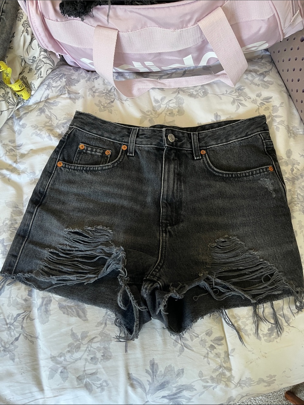Topshop distressed black Mom Shorts